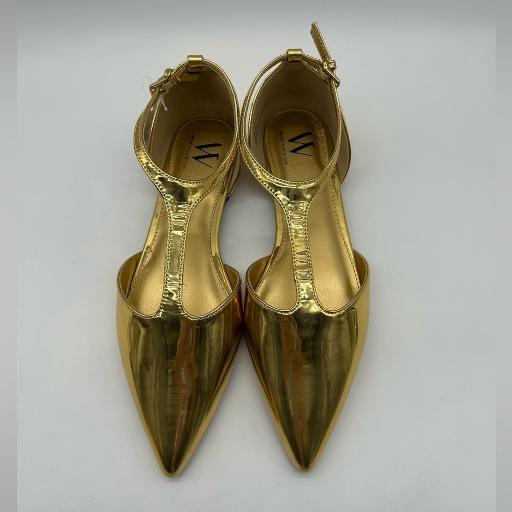Worthington Kendie Metallic Gold Pointed Toe Flats | Size 7.5M | New with Tag - Picture 5 of 9